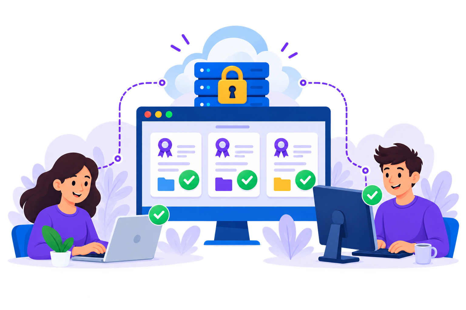 OmniCert centraliza certificados digitales cifrados y permite que las personas autorizadas los utilicen desde sus equipos.